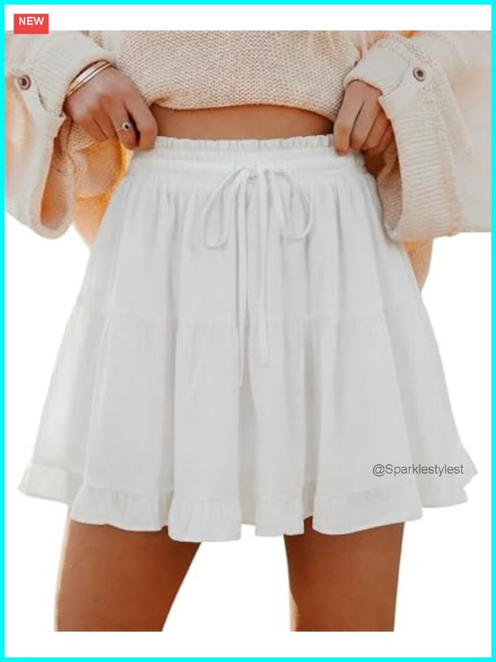 High Waisted Ruffle Tiered Mini Skort with Shorts Underneath